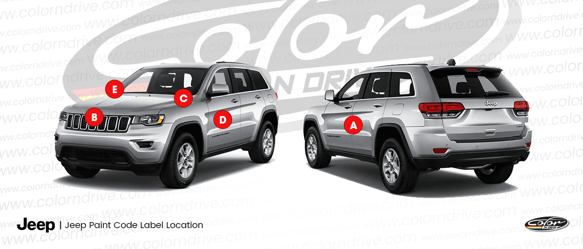 JEEP paint code label location diagram